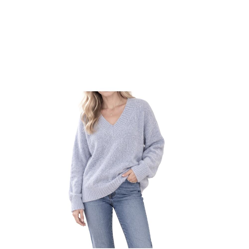 Aerie Sweater Womens Size M Blue V Neck Pullover Soft Knit Oversized Long Sleeve
